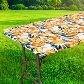GOSTADY 2 Pack 6FT Waterproof Rectangle Picnic Table Cover Elastic Fitted Outdoor Tablecloths Printed Rectangular Vinyl Table Cloth for Dining, Camping, Picnic Party, Indoor & Outdoor 72"x30", 03