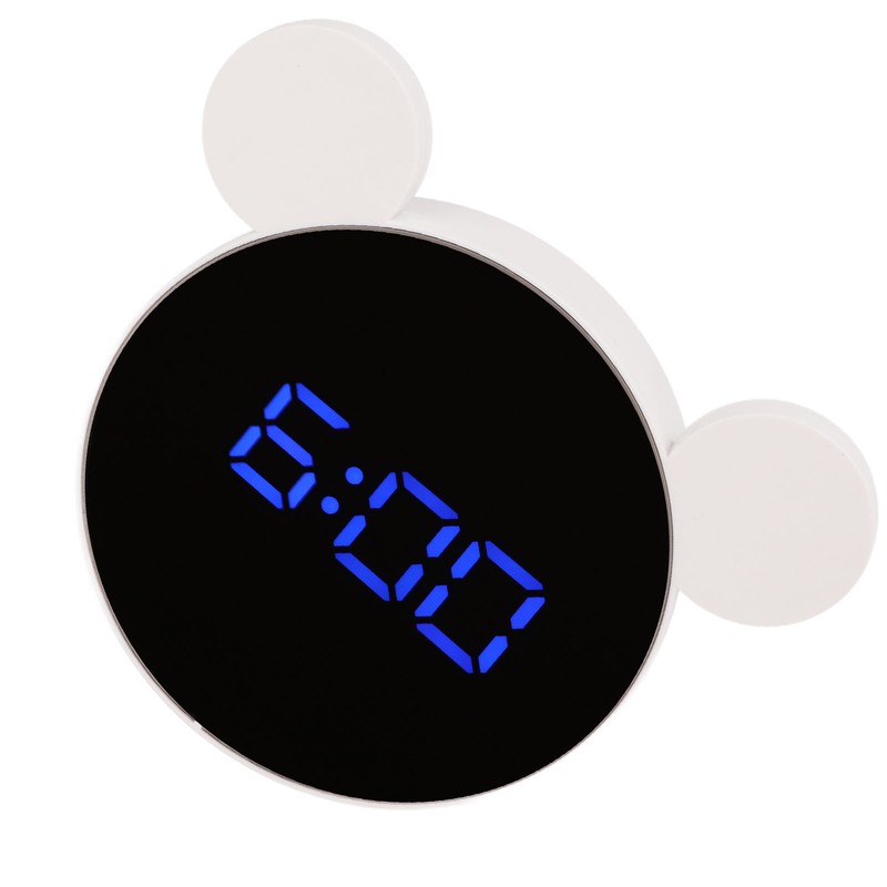 Mirrored Digital Alarm Clock Cute Mice Ear Shape LED Mirror