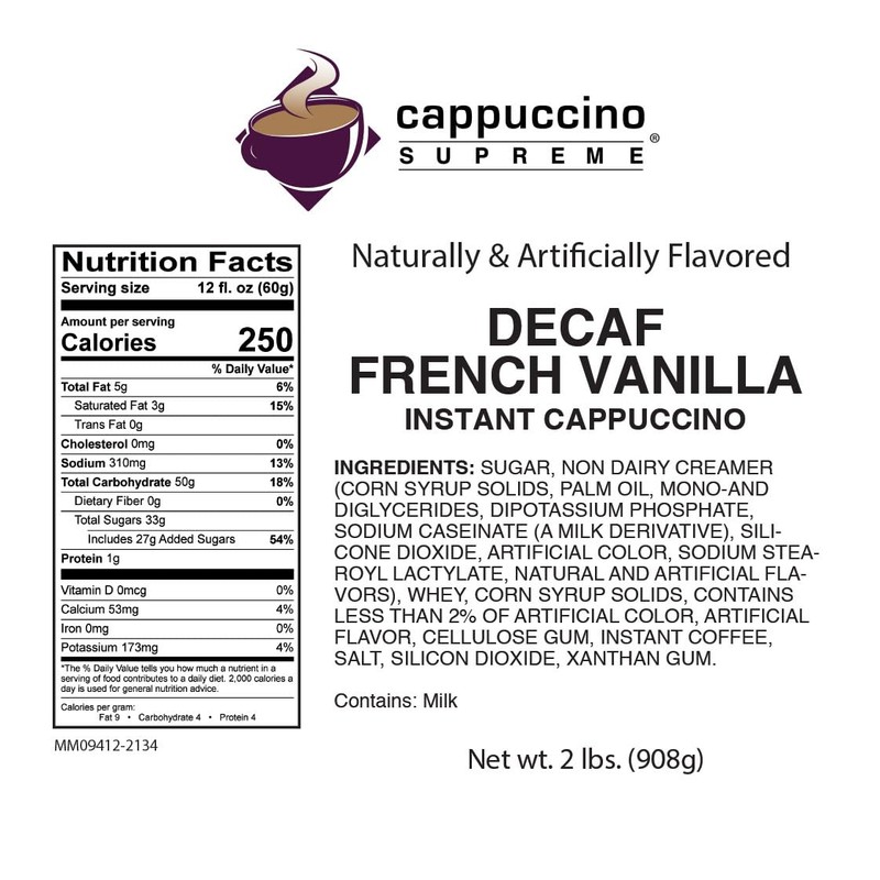 Cappuccino Supreme 2 lb bag Decaf French Vanilla Cappuccino Mix