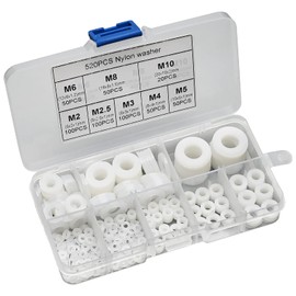 520pcs Nylon Washers, Plastic Round Flat Spacers, Flat Washer Screw Bolt Assorted 8 Size Flat Gasket for Bolts Round Insulation Gasket Ring Mechanical Flat Washer M2 M2.5 M3 M4 M5 M6 M8 M10 5-20mm