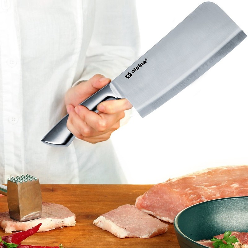 Deuba Alpina Hackbeil Küchenbeil I Edelstahl 18cm Für Knochen Fleisch