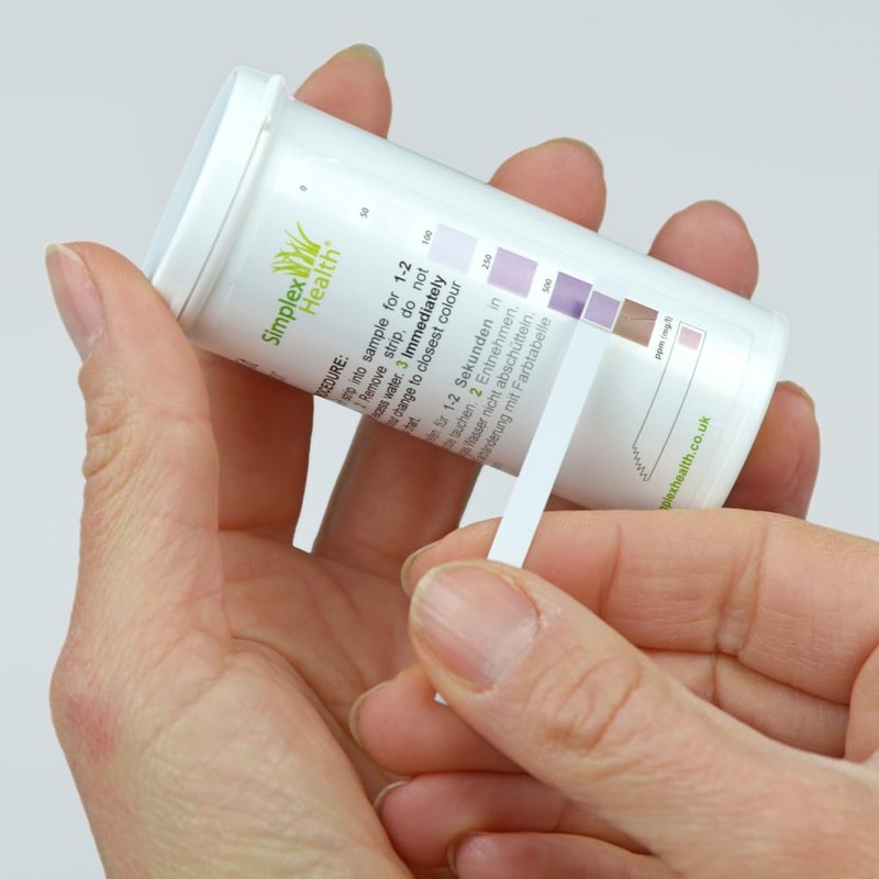 Free Chlorine Water Test 0-1000ppm (100 Strips), High Range