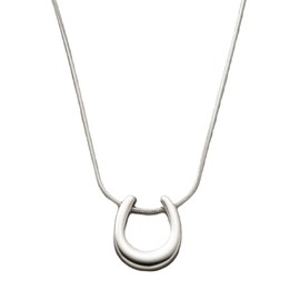 Cream Dot Necklace, Women's, Popular, Stainless Steel, Surgical Stainless Steel, Short Snake Chain, U-Shape, U-Shaped, Horseshoe, Plush, Metal, Stainless Steel