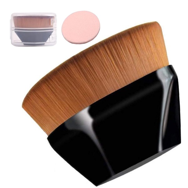 Foundation Makeup Brush, Top Kabuki Face Brush Multifunctional for Blending Liquid, Cream or Flawless Powder Cosmetics, Round Powder Brush, 55 Large Size (Black Makeup Brush