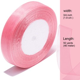 Bsikon 3/4 Inch Sheer Organza Ribbon 50 Yards Pink Chiffon Ribbon for Gift Wrapping,Bouquets,Wedding,DIY Craft