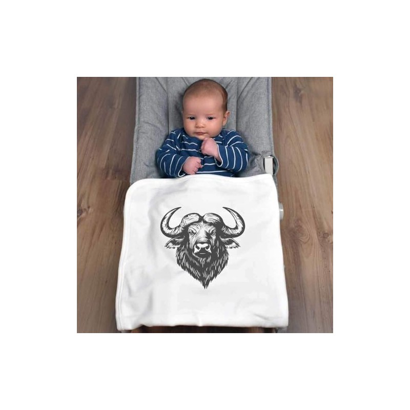 'African Buffalo Head' Cotton Baby Blanket/Shawl (BY00039293)