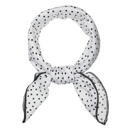 Allegra K Scarf, Neckerchief, Hair Ornament, Polka Dot, Bow, Scarf, Silk-like, Small, Women's, white