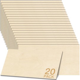 YANYE 20Pcs Birch Plywood, 1/8" Plywood Sheets Birch Plywood Wood for Crafts, 12"x 8" Thin Wood 3.5mm Plywood for Laser Cutting and Engraving, CNC Cutting, Painting