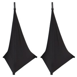 COOSOO Speaker Stand Cover 2 Pack Tripod DJ Speaker Light Stand Skirt Scrim Cover Triple Sided DJ Scrims Spandex DJ Skirts 2 Free Travel Bags 3 Sides Perfect for Glow Lighting Effect