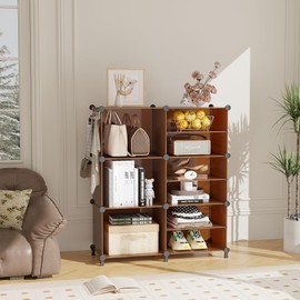 AWTATOS Closet Organizer 6 Cube Storage Shelves Portable Closet Clothes Organizers and Storage Stackable Cubby Shelving for Closet Bedroom Living Room Office Cocoa Brown