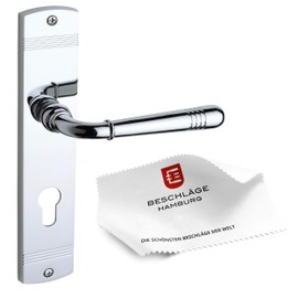 Door Handles From Beschläge Hamburg: Door Fitting Emily MPC — Door Handles Long Plate for Room Doors — Door Handle Set for Internal Doors, Polished Chrome