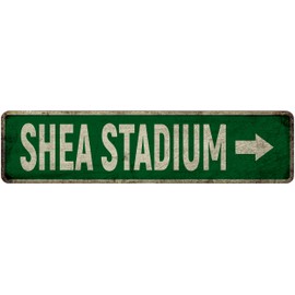 Metal Tin Sign Shea Stadium sign Retro Aluminum Metal Sign for Street Home Office Garden Decor 4×16 Inches