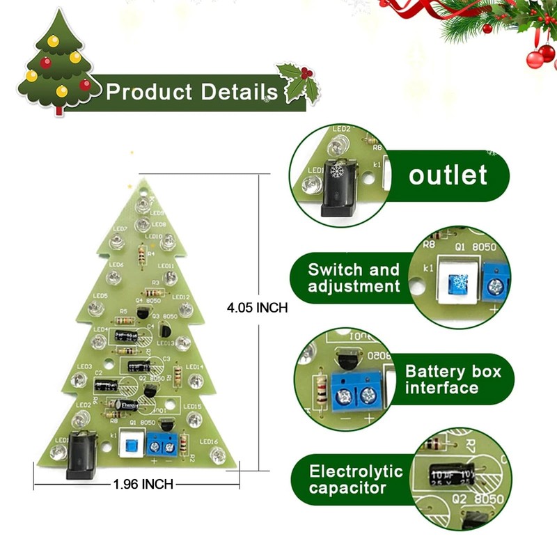 ONEHPDIY 16 Lamp Christmas Tree SMT Soldering Practice Board Kit