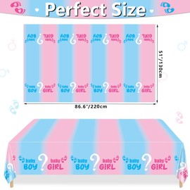 4Pcs Gender Reveal Tablecloth - Gender Reveal Table Decorations Rectangular Pink and Blue Table Cover for Baby Shower Decorations, Boy or Girl Gender Reveal Party Supplies, 51 x 86.6 Inch