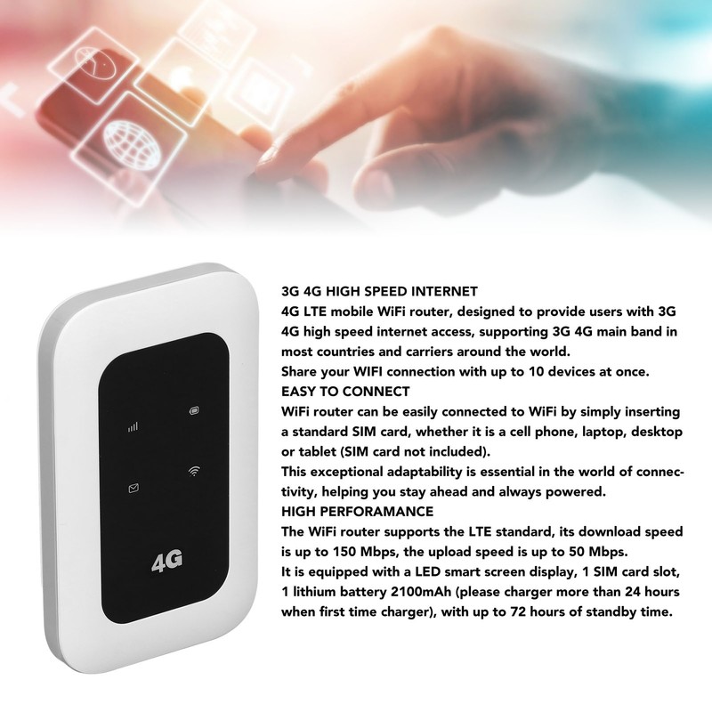 4G LTE Mobile Hotspot 150Mbps High Speed Support 10 Users