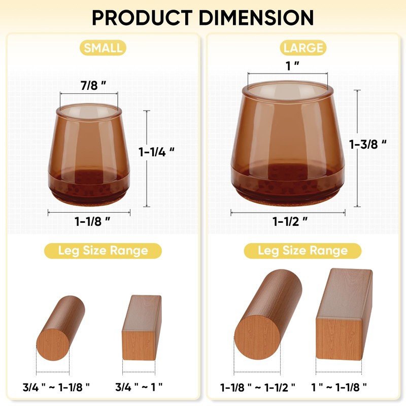 BALEINE 16 Pack Silicone Chair Leg Floor Protectors, Stool Leg