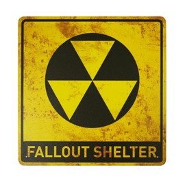 BTHUKO Funny Warning Nuclear Radiation Fallout Shelter Home Work Office Metal Tin Sign Wall Decor Bar Man Cave, 12x12 Inches