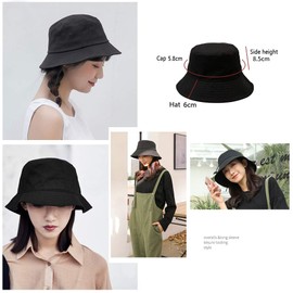 Fishing Hats, Wide Brim Unisex Sun Cap Bucket Hat for Men Women Outdoor Beach Camping Travel Hiking Fishing Hunting Golf 58 cm, black
