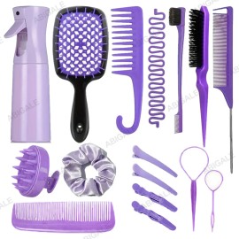 set de cepillos 16 Regadera Pinzas De Cabell Set Peines Cepillos para cabello rizado liso silicona suave cepillo desenredante antifrizz peine pequeño y grande Abigale