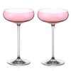 DIAMANTE Pink Champagne Cocktail Saucers Pair - Pink Coloured Crystal