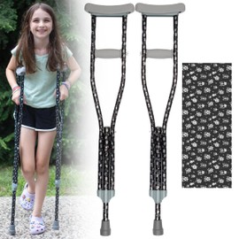 My Crutches -Fashion Designed Colored Youth Junior Crutches for Kids/Teens/Adults w Adjustable Handgrip & Length, Lightweight, Durable Aluminum w Underarm Pad (Crossbones, for Heights 4'5" to 5'2")