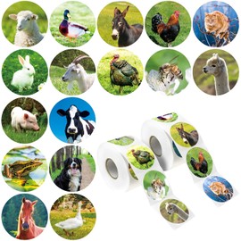 600PCS Farm Animal Stickers, 16 Design Realistic Animal Sticker for Kids Farmyard Labels with Perforated Line for Toddlers, Party Favors, Birthday Gift, Decor Supplies, Rewards (1.5" in Diameter)