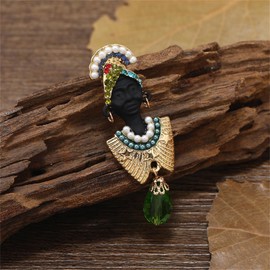 RLHRNDE Vintage African Brooches for Women Men Elegant Rhinestone Juneteenth Pins Black History Month Queen Brooch Black Queen Power Ethnic Jewelry Accessories (Tribe B)