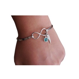 Angel Wing Bracelet - Infinity Bangle - Birthstone Bracelet - Miscarriage Gift - Memorial Gift - Guardian Angel Gift - Infinity Bracelet - Remembrance Bracelet - Unique - 1 2 3 4 Birthstones