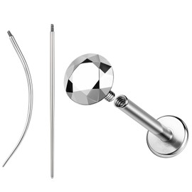 ZS 1 Piece ASTM F136 Titanium Lip Stud Solid Ashely Monroe Labret Jewelry, 16G Internally Threaded Tragus Helix Conch Cartilage Daith Earring Flat Back Stud Earring for Women Men (Circular, 10mm)