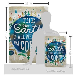 Breeze Decor FK115141-BO Earth in Common Inspirational Expression Decorative Vertical Kit, House & Garden Flags Set w/Flagpole, Multi-Color
