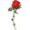Rhinestone Rose Flower Brooch Pin for Women Red Floral Brooch