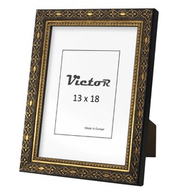 VictoR Vermeer Vintage Picture Frame Black Gold 13 x 18 cm Antique Baroque Frame with Acrylic Glass Sturdy MDF Back Panel for Portrait and Landscape Format A4 Picture Frame Black Gold