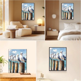 EOBROMD Paint by Numbers Adult Kit with Frame for Beginner Animals Seagulls, DIY Kits Crafts peinture a numero adulte, Paint by Numbers for Home Decor Gift 30x40cm