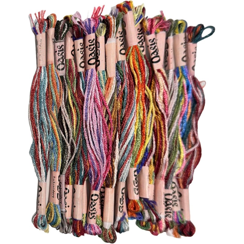 20 Pieces Multi Variegated Metallic Silk Embroidery Floss Multicolor Embroidery