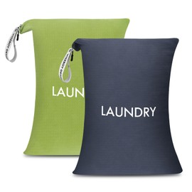 WiseBoy 2 Pack Laundry Bags, Travel Laundry Bag for Dirty Clothes, Washable Nylon Wet Dry Bag, Swimming Yoga Bathing Suit Workout Wet Dry Bags