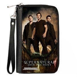 Buckle-Down Supernatural Wallet, Zip Around, SUPERNATURAL Dean, Sam & Castiel Standing Pose JOIN THE HUNT, Vegan Leather, Multicolor, 7.5"x4.5", Casual