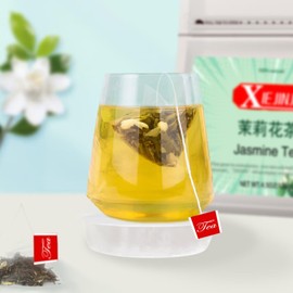 XIEJINJI Jasmine Tea Bags, 3.2 Grams Per Bag, 40 Bags, Pyramid Clear Filter Teabag