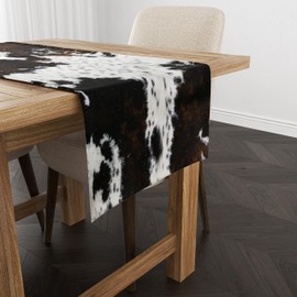 YCness Cow Print Table Runner, Brown Cowhide Print Western Style Table Runner Country Farmhouse Cottage Cow Patten Table Decoration for Home Kitchen Dining, 13x7013x70 Inch