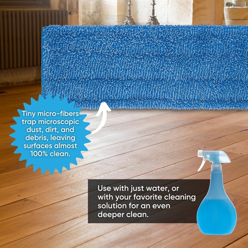 Microfiber Wholesale 18" Absorbent Microfiber Wet Mop Pad - Reusable,