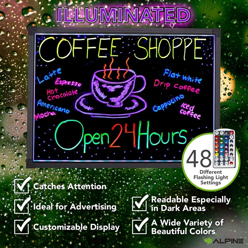 Alpine LED Message Writing Board - 20" X 28" Illuminated
