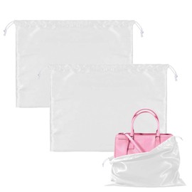 SHUOHONG Pack of 2 Shoe Bags, Shoe Bags, Drawstring Bags, Dust Bags, Handbags Storage, Dustproof Storage Bags, Shoe Bag Travel for Clothes, Handbags, Shoes, Backpacks, White