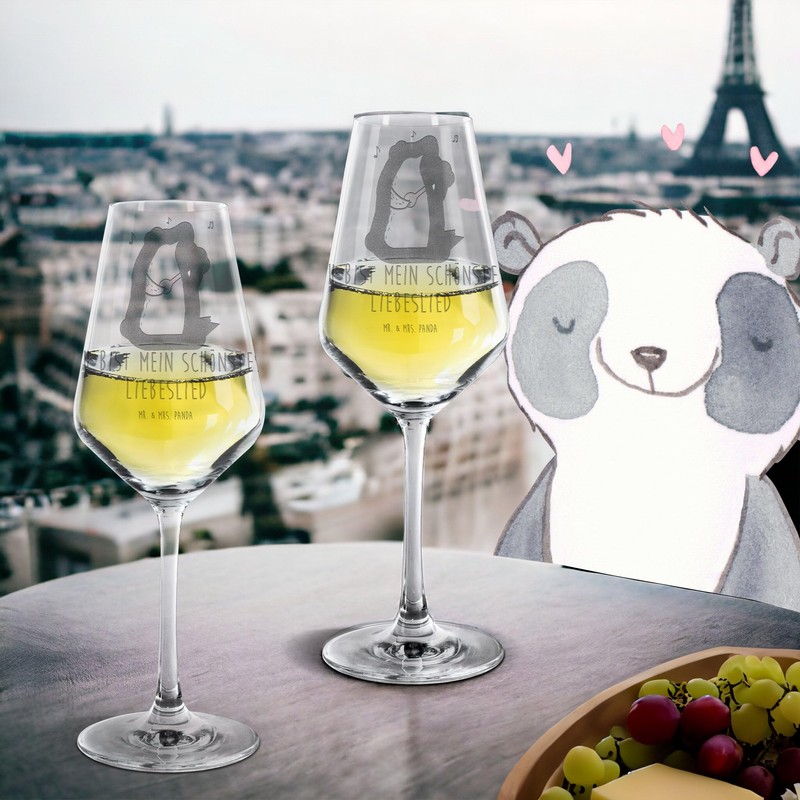 Mr. & Mrs. Panda Weißwein Glas Bär Lied - Geschenk,
