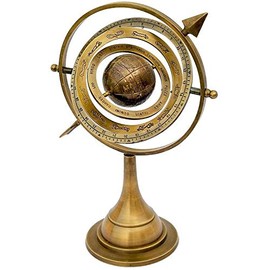 Arch Instruments 11" Antique Brass Armillary Sphere with Sundial Arrow Nautical Maritime Astrolabe Engraved Globe