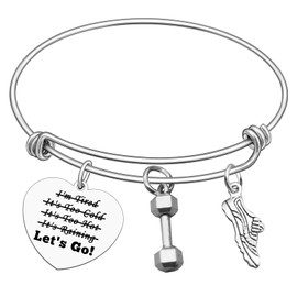 Mwphuy Workout Gift for Women Fitness Bracelet Runner Jewelry Dumbbell Gifts Inspirational Gift for Sister Friends Workout Coach Fitness Trainer Gift Running Lovers Gifts Coworker Retirement Gift