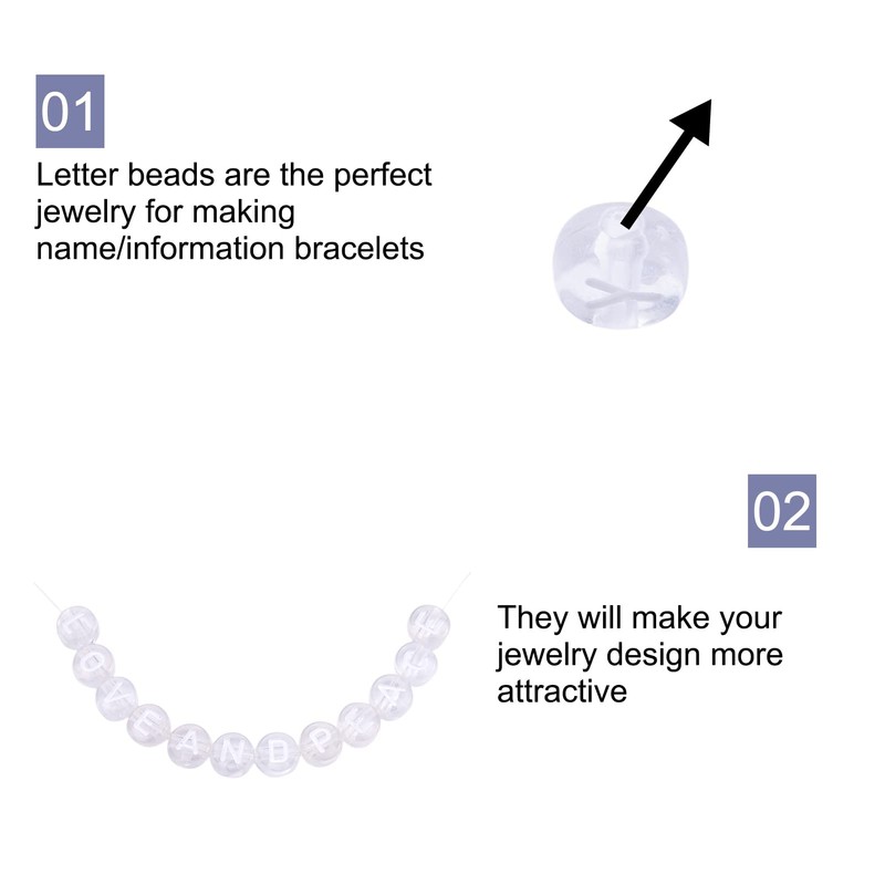 Cheriswelry 1000pcs Clear Acrylic Alphabet Beads Pony Transparent Flat Round