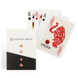 Lantern Press Silhouette, Year of The Tiger, Tiger, Red (52 Playing Cards, Poker Size Card Deck with Jokers)