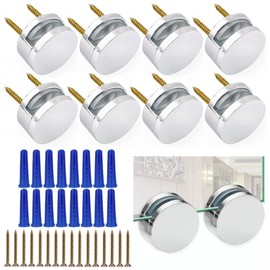 AccEncyc Upgraded 3-5mm Frameless Mirror Mounting Hardware 8 Pack Dual-Screw Fixing Mirror Mounting Kit with Heavy Duty Long Screws and Anchors