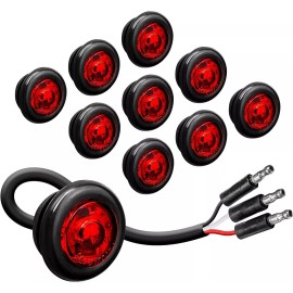 ONLINE LED STORE 10 Pack Red Led Clearance Lights Dot Compliant Vehicle Light Assembly Ip67 Rated