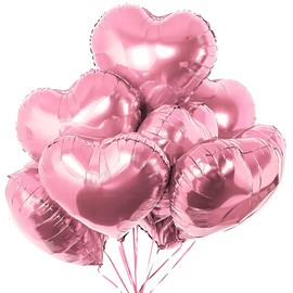 wrovitik 20 pcs 18inch Pink Heart Balloons, Heart shaped Balloons Foil Love Balloons for Birthday Valentines'Day Wedding Decoration Party Balloons