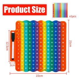 Zamety Pop It Fidget Toys, Pop It Spielzeug, Plopper Spielzeug Multiplikation und Addition Zahl, Zweiseitig Popit mit Mathekarten und Löschbaren Stiften, Autismus Toy für Kinder Lernspielzeug